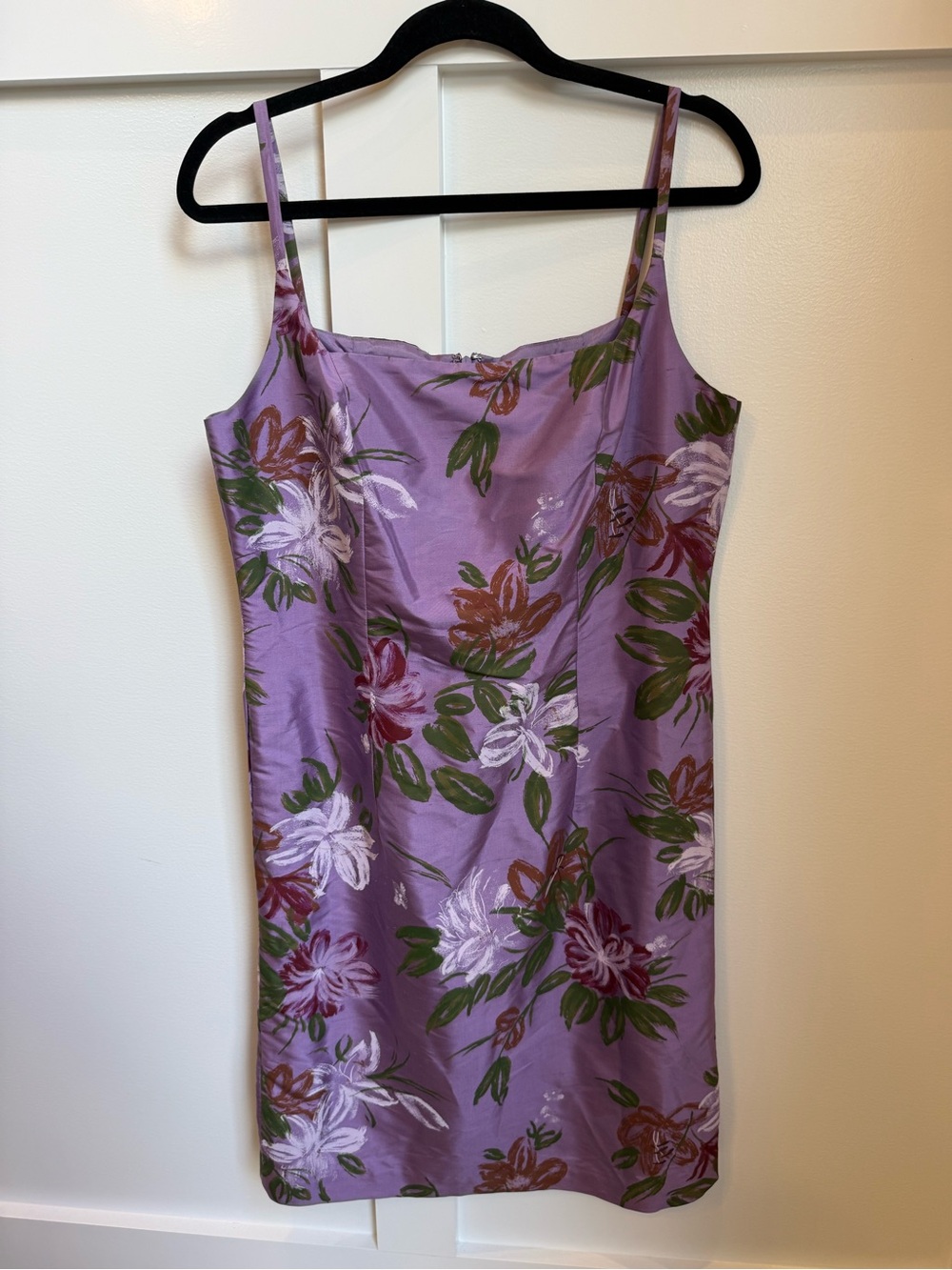 mercer & madison Lavender Purple Floral Spaghetti-Strap Silk Dress 10